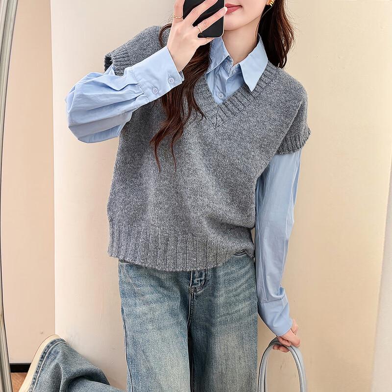 TonLion Women's Simple V-Neck Pullover Vest