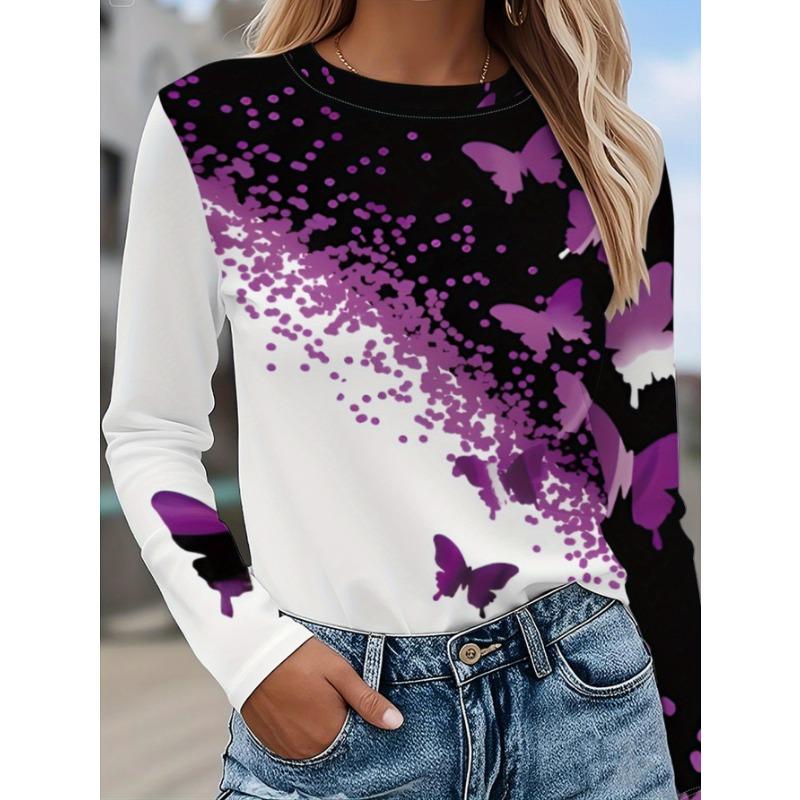 Camiseta de Manga Larga con Estampado 3D Navideño para Mujer Cuello Redondo Manga Larga Otoño Ropa de Animales Ropa Regalo Festivo Camiseta de Moda para Fiesta