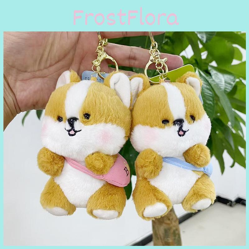 Chaveiro de Pelúcia Adorável de Cachorro Corgi para Bolsa Animal de Pelúcia Cartoon Fofo Presente para Crianças