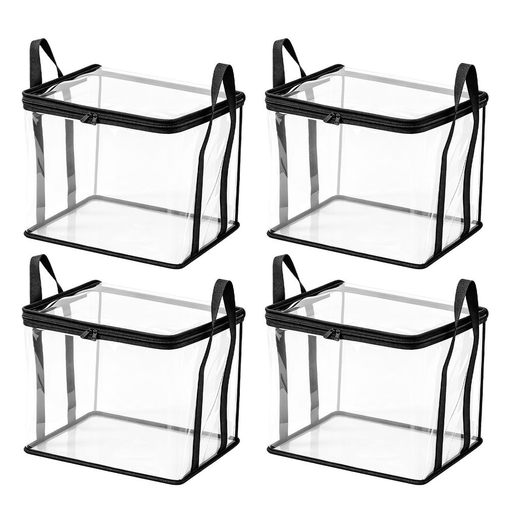 Large Thickened Transparent Plastic Storage Bag with Zipper and Handles for Clothes Moving Box Cover for Dormitory and Closet Organization Supplies