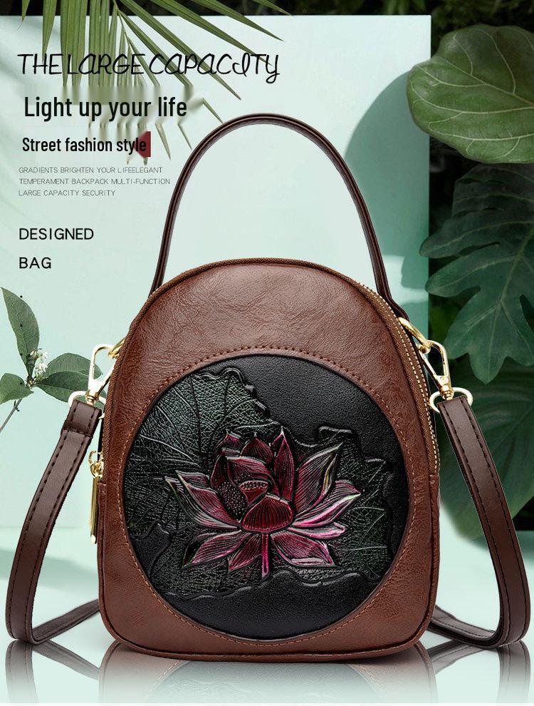 2025 Autumn-Winter Women's Lotus Handbag: Versatile Embossed Crossbody & Shoulder Bag