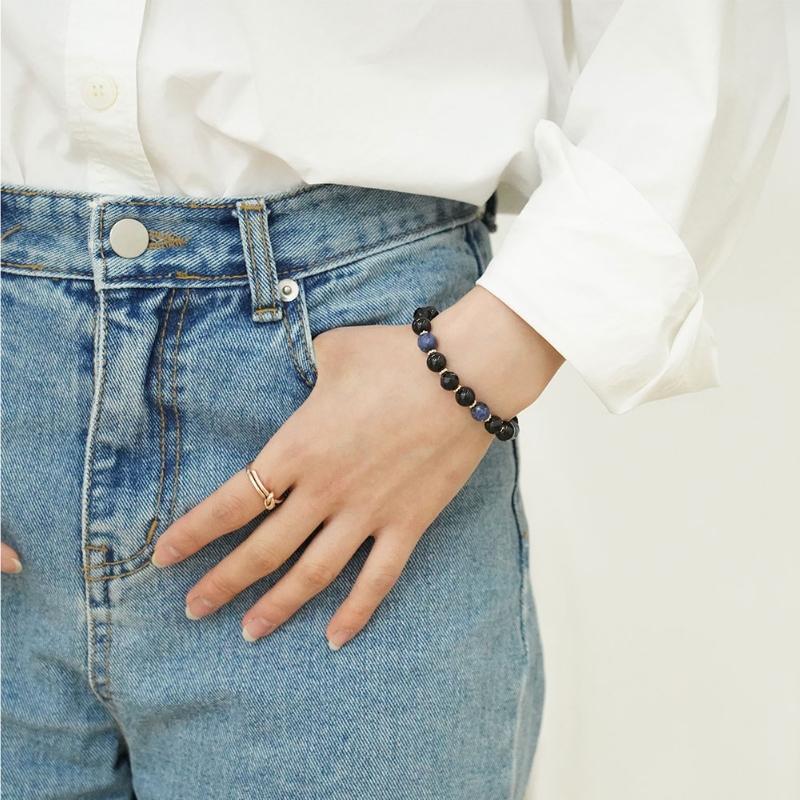 BTS Jungkook Worn Genuine Gemstone Bracelet Onyx Sodalite Healing Crystal Korean Idol Style Couple Jewelry Gift