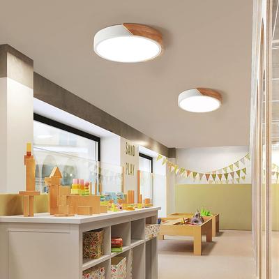 Runde LED Deckenleuchte Weißes Licht Heimbeleuchtung Holzdeckenleuchten für Wohnzimmer Schlafzimmer Küche Flur Heimdekoration