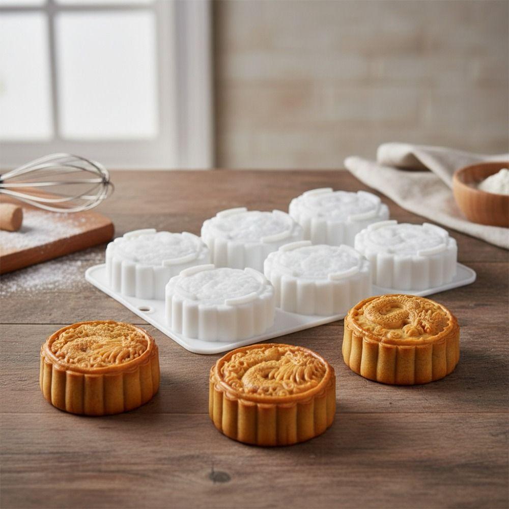 6 Cavities Auspicious Clouds Mooncake Mold Silicone Mung Bean Cake Mold Candle