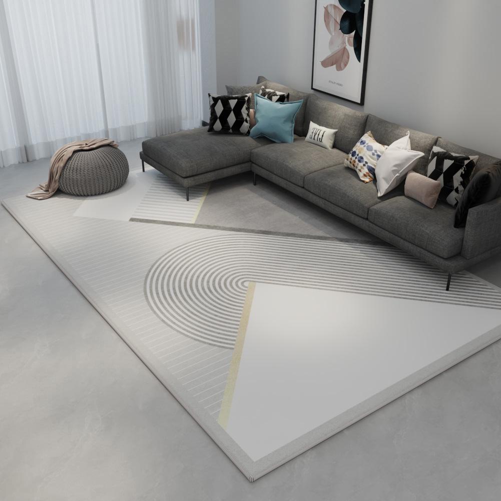 Nordic Non-Slip Gray Carpet: Versatile Light Luxury Rug for Living Room, Bedroom, or Bedside Use.