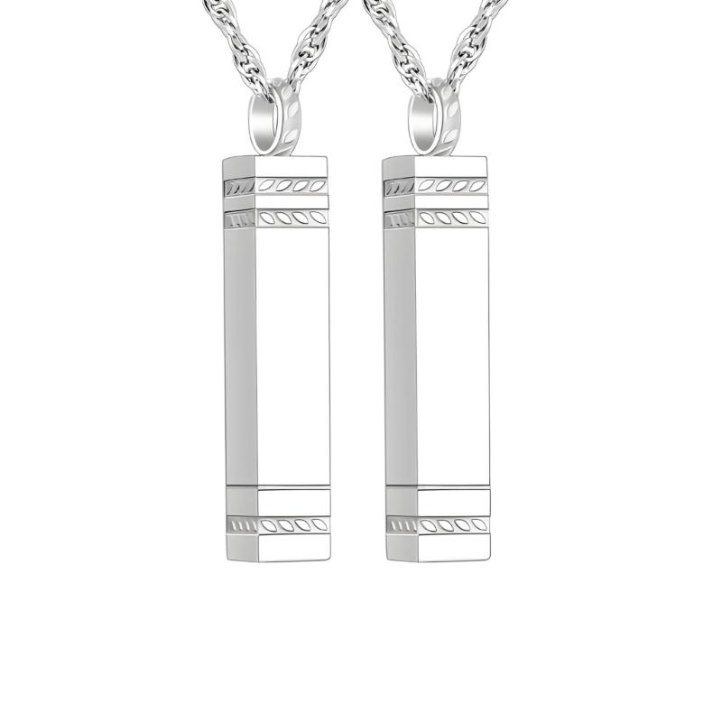

Pack of 2 Stainless Steel Cremation Memorial Necklaces with Openable Square Pendant Suitable for Ashes Keepsake