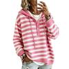 Women's Casual Stripe Hooded Knit Pullover Sweater for Everyday Wear