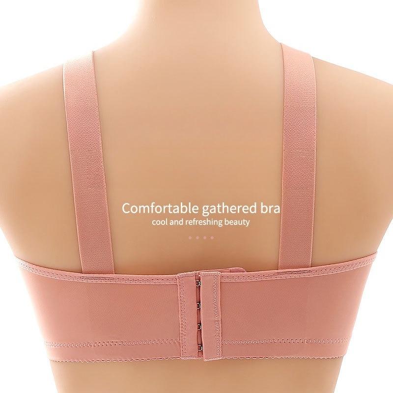 Large-sized Thin-cup Bra for Women Without Underwire Beautiful Back Underwear Adjustable Close-in Bra
