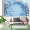 1 pancarta de fiesta Fondo floral azul cálido y soñador - te lleva al mundo de las mariposas y las flores