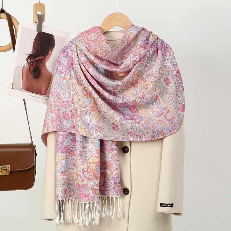 New Fashion Winter Scarf Cashmere for Women Pashmina Design Floral Wrap Female Thick Blanket Soft Bufanda Warmth Shawl Kerchief