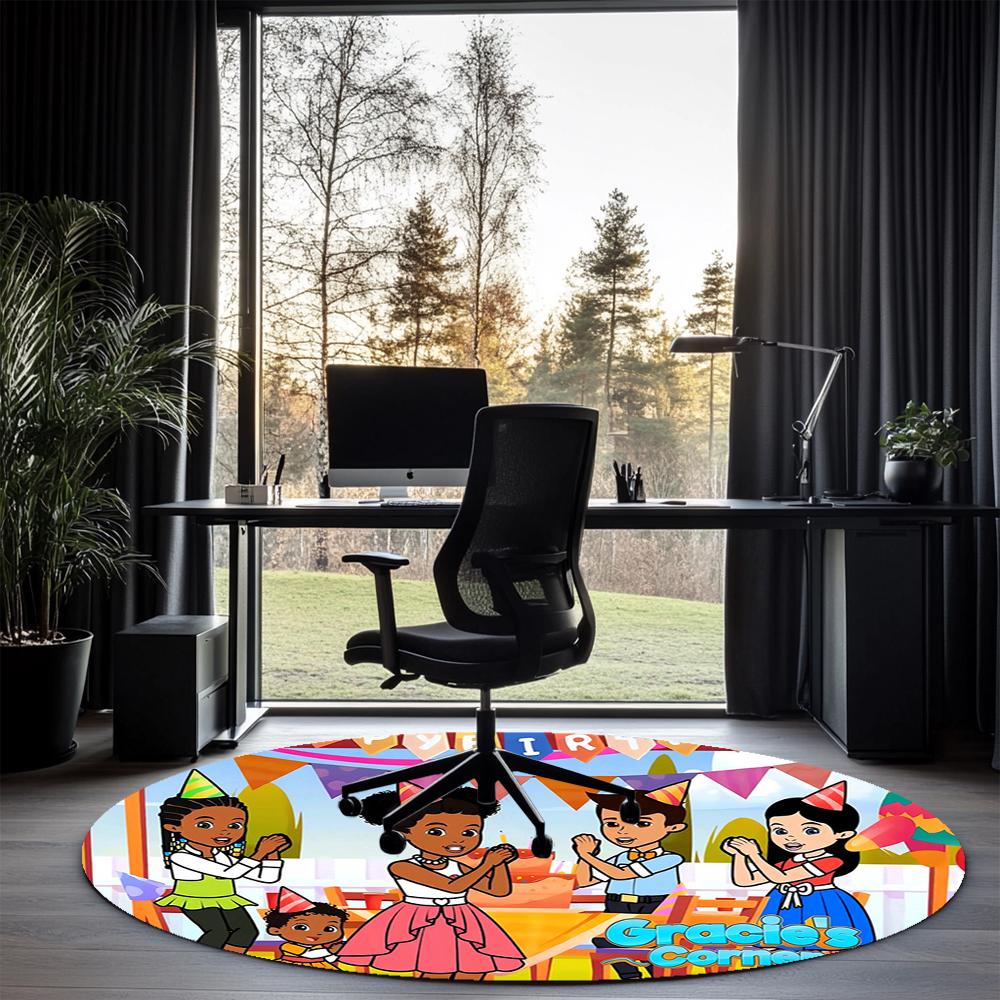 Gracie's Corner Printed Round Rug Carpet Chair Rug Area Rug Entryway Doormats,for Office Chair Living Room Bedroom Kitchen Room.