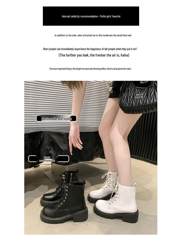 Bottines motardes courtes à lacets pour femmes Automne/Hiver 2025 avec semelle compensée