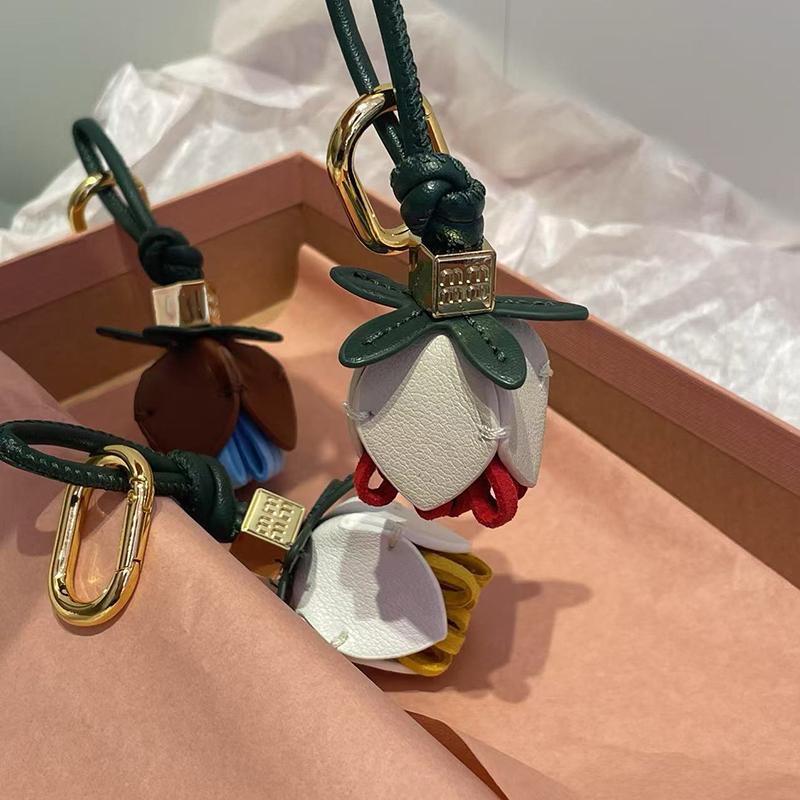 Flower Leather Bags Charm Ornaments Cowhide Flower Decorative Hanging Tassels Car Handbag