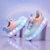TUINANLE Barns Fritidssneakers Mellan Till Student Utomhus Led Fyrhjuliga Rullskridskor Självlysande Sneakers Skateboard USB-laddning