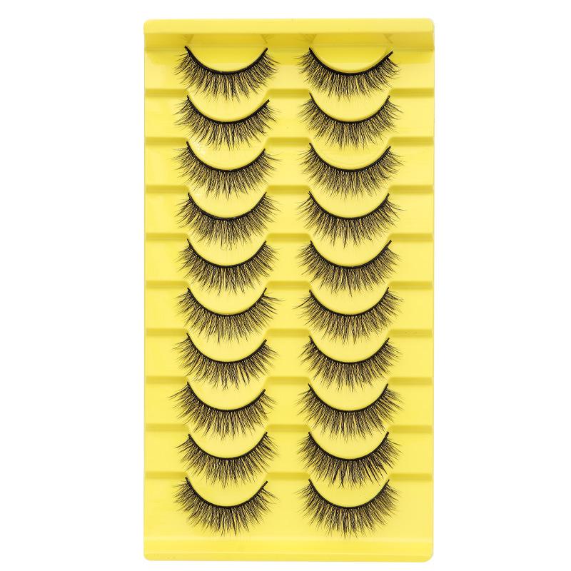 10 Pairs 3D Stereo Multi-layer Natural Curl Dense Cross Black False Eyelashes