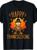 Plus Size, Women's Plus-size T-shirt, Pure, Round Neck, Black, 180g, 0XL - 5XL, Thanksgiving T-shirt, Happy Thanksgiving Turkey Family Dinner T-Shirt