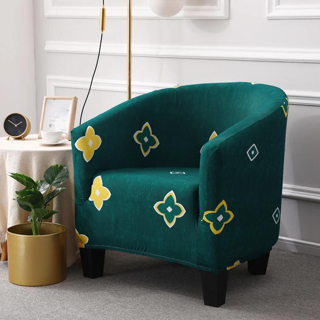 Tub Chair Cover Stretch Spandex Club Armchair Covers Office Coffee Bar Tub Sofa Slipcovers for Living Room Furniture Protector