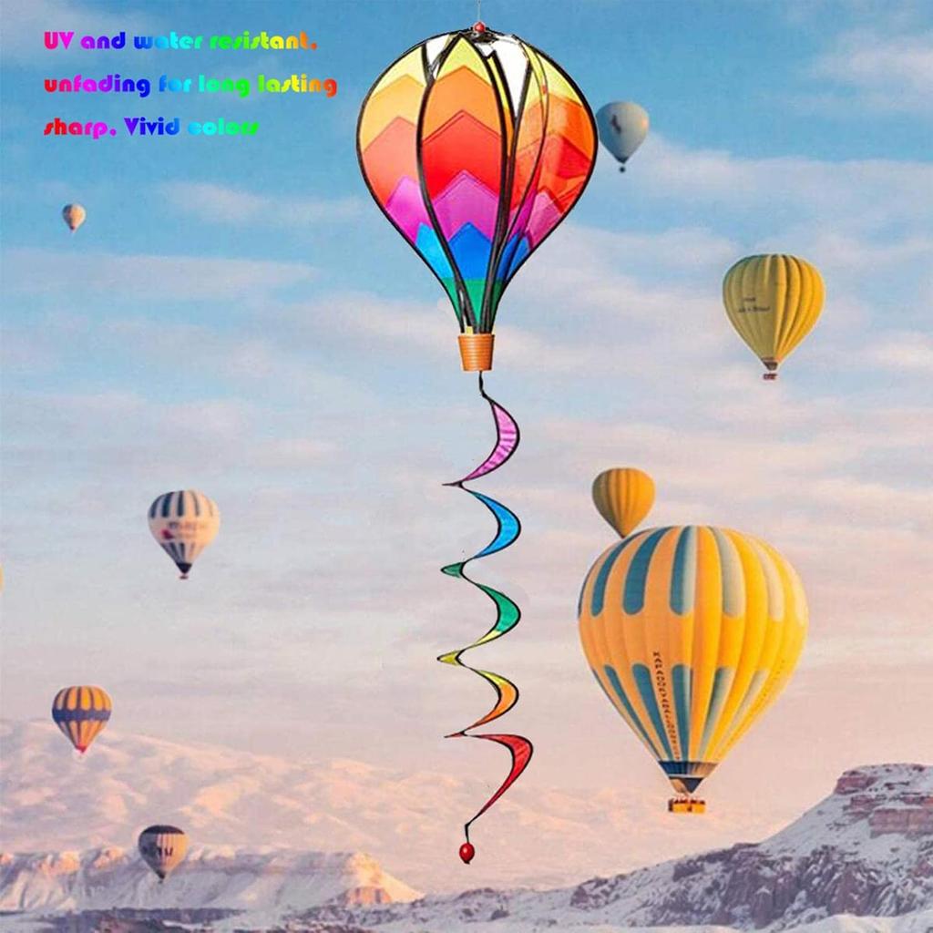 3Pcs 55" Hot Air Balloons Wind Windsocks Spiral Windmill Garden Yard Decor