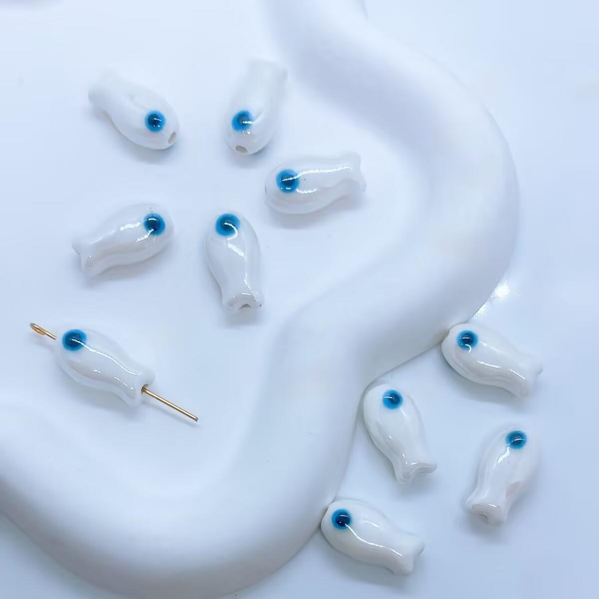 

Hand-Painted Small Fish Eye Ceramic Beads for DIY Necklaces & Bracelets One Piece