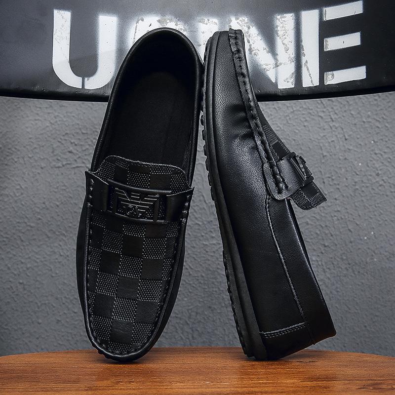 

Doudou shoes men s summer new big-name plaid men s casual shoes British style one-pedal cover lazy shoes men s shoes 39