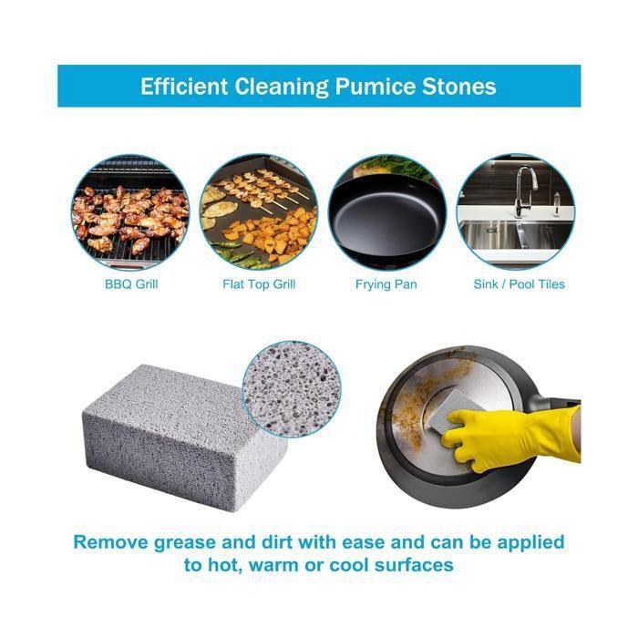 Blocs nettoyage pierre ponce - KJEHOME - 6 pcs (10x7x3,8 cm) - Naturelle - Élimine rouille &amp; graisse - Multi-surfaces