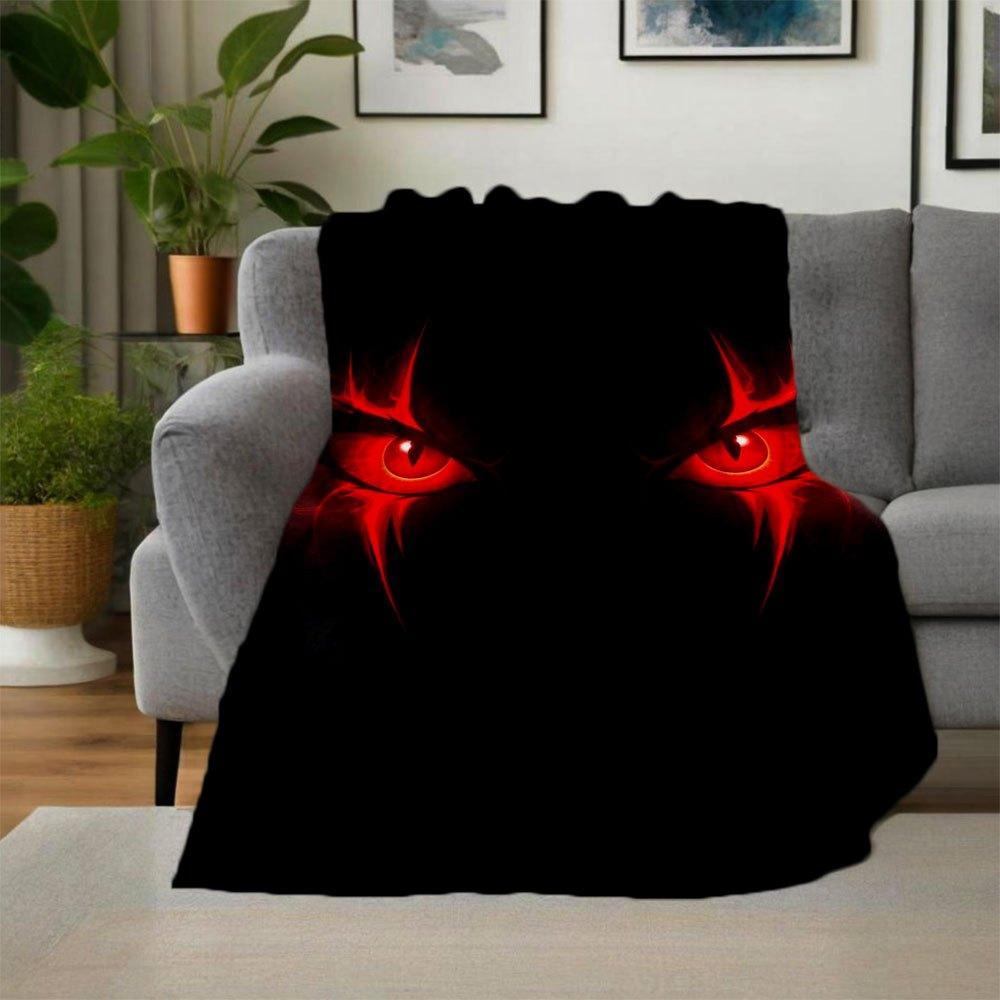 "Fiery Red Devil Eyes Phone Wallpaper"Blanket Flannel Throw Blanket for Sofa, Bed, Travel, Camping, Office