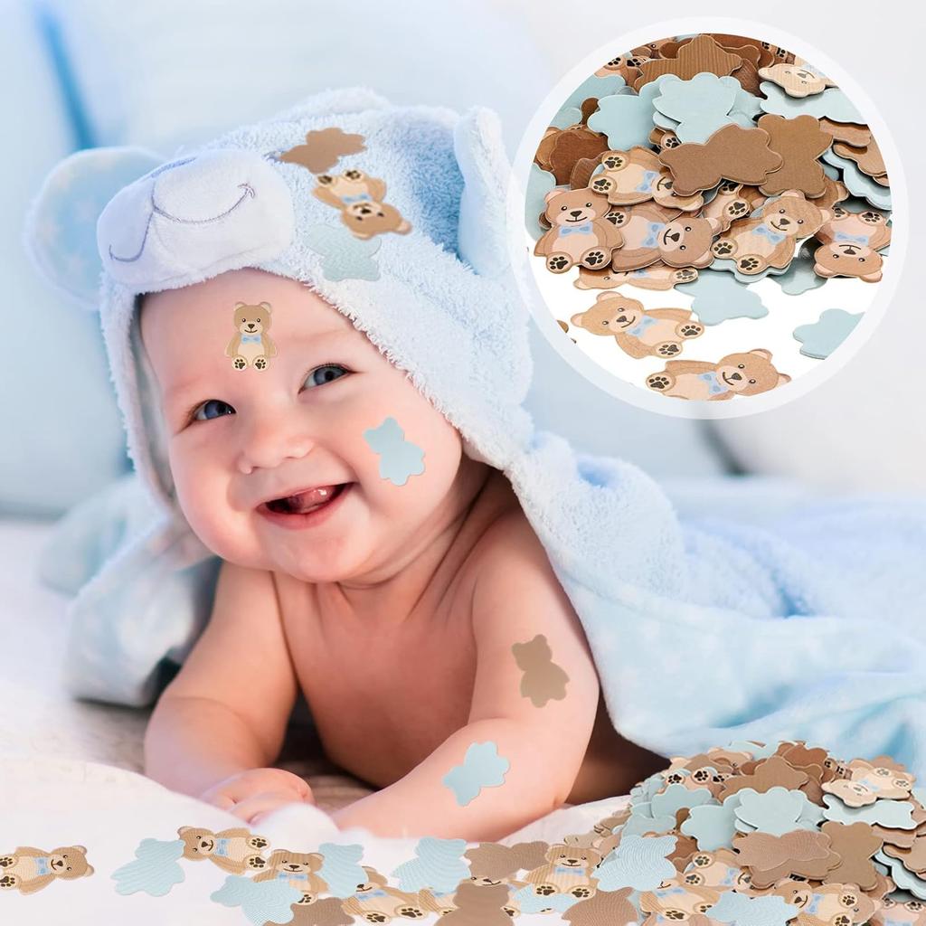 500 Pcs 0.98 Inch Bear Confetti Baby Shower Cream Brown Decoration We Can Bearly Wait Bear Shaped Paper Confetti Table Scatter First Birthday