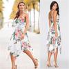 Fashion Summer Womens Sleeveless Vneck Dress With Irregular Printing And Strap Details