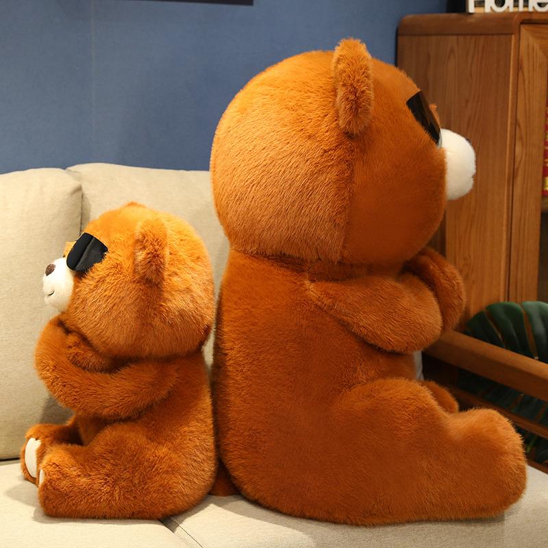 23-45cm Brown Bear with Glasses Super Soft Stuffed Plush Animal Dolls Cartoon Throw PiloowToys Halloween Gifts Home Office Decor