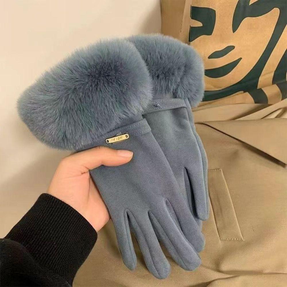 Warm  Gloves Winter Full Finger Mittens Fashion Women Furry Gloves  Ladies