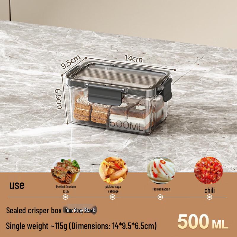 

Stackable 500ML Sealed Food Storage Containers, Gunmetal Grey (10-Pack)