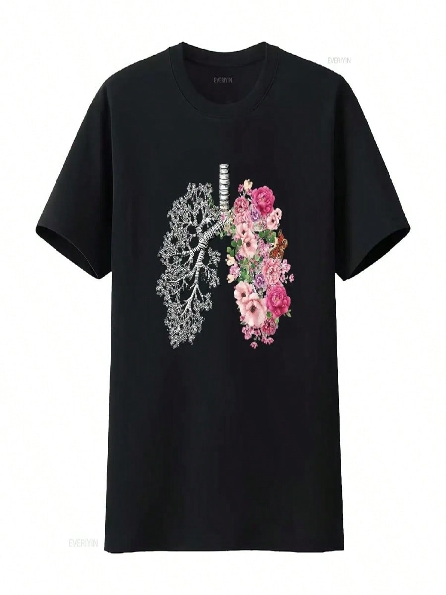 Lungs Cancer Awareness Bloomi Anatomy Classic Men T Shirt White Large Vintage Washed Comfortable Streetwear S разноцветный