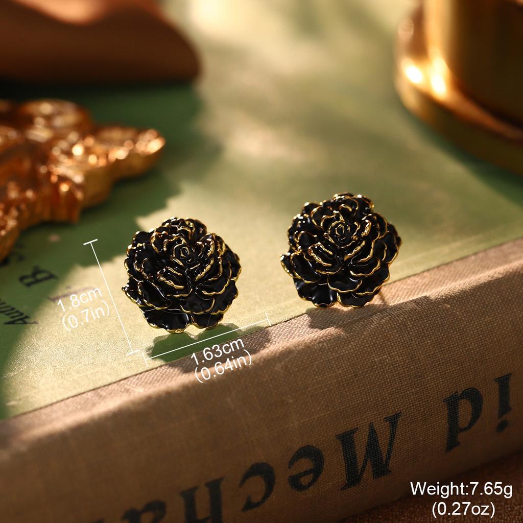 Court style medieval flower earrings retro niche exquisite temperament earrings pearl design versatile earrings