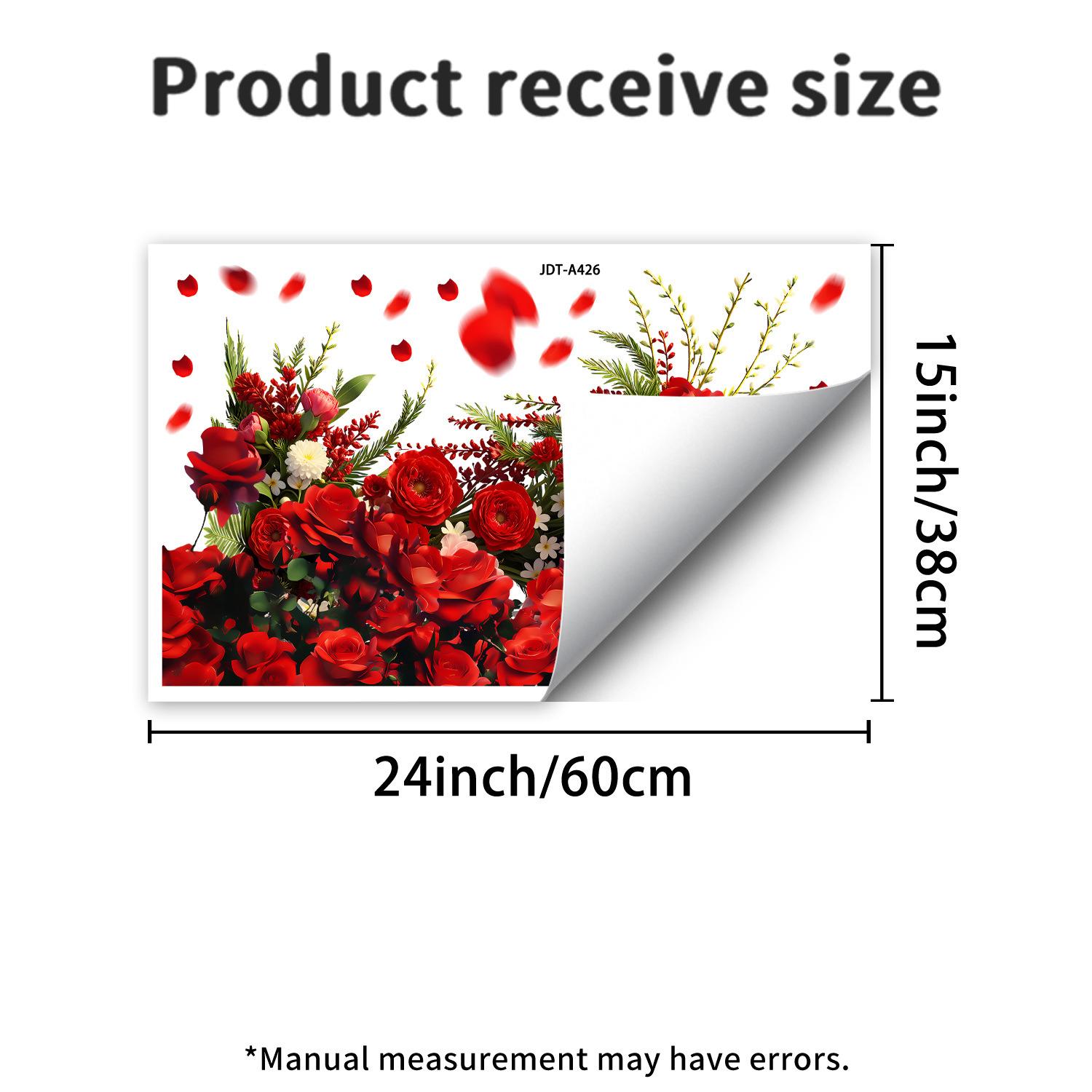 

Valentine s Day Rose Leaves Bedroom Living Room Study Room Holiday Decoration Glass Stickers