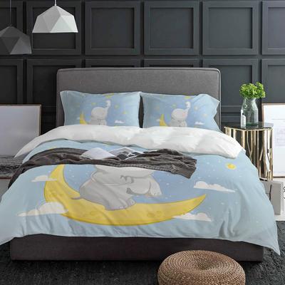 Kaninchen Elefant Sterne Cartoon Bettbezug mit Kissenbezug Kundenspezifische Bettdecke 3-teiliges Bettwäsche-Set Steppdeckenbezug Doppelbett Heimtextil