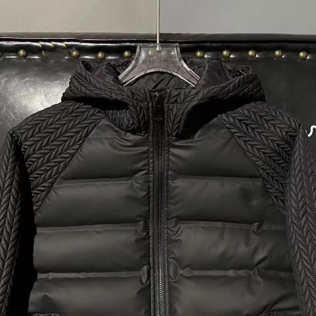 Trendy Men's Winter Cotton Jacket with Wheat Ear Patchwork Design