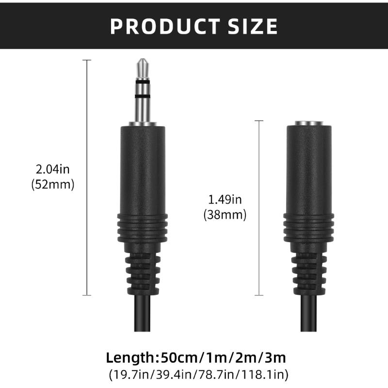 3.5mm Male to Female Cable HiFi Sound 1/8 TRS Extension Cable Compatible for Smartphones Tablets 19.7in/39.4inch