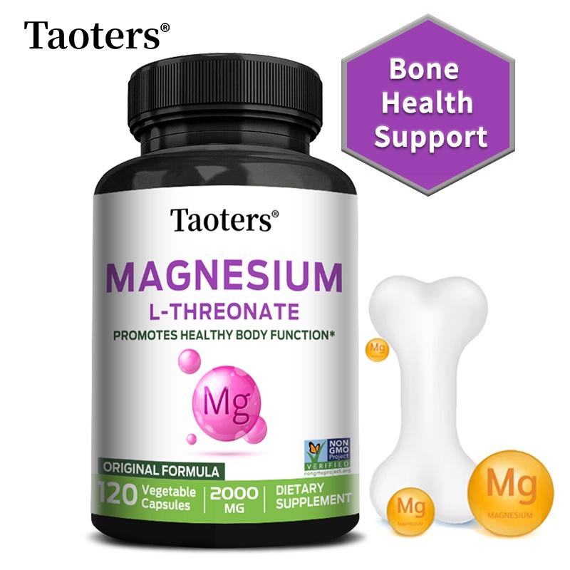 Taoters Magnesium L-Threonate Supplements 2000mg Per Serving, 144mg Elemental Magnesium, 120 Vegetable Capsules