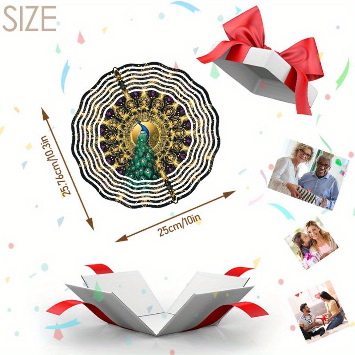 

3D Металлический Ветряк - Элегантный Дизайн Павлина и Мандалы, Ручная Работа, Декор для Сада на Открытом Воздухе | Кинетическое Искусство, Работающее от Ветра, для Патио 01A