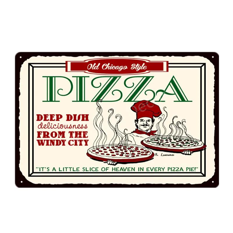 Italian Good Food Pizza Pies Metal Signs Wall Decoration Vintage Metal Poster Home Kitchen Decor Painting Plaques YJ145