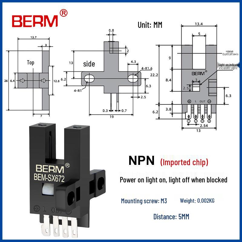 U-förmiger induktiver photoelektrischer Sensor EE-SX670/671/672A/673/674 mit Endschalter (NEIN, ES)