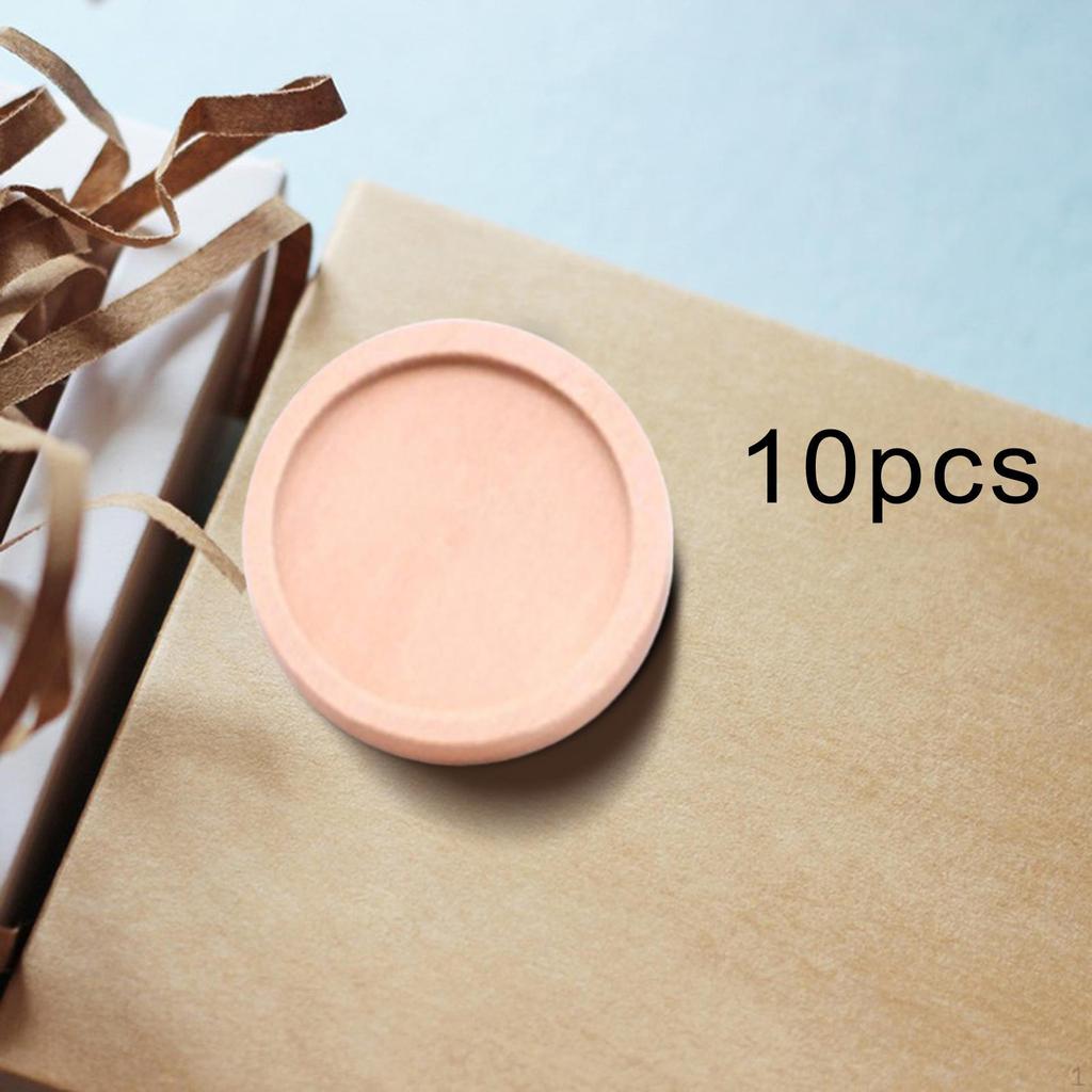 10Pcs Flat Round Wooden Brooch Pin Trays Clasps Disk Base Cabochon Frame Setting Tray
