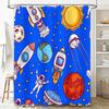 Space Adventure Shower Curtain Vibrant Galaxy Design For Bathroom Decor Cosmic Exploration Pattern Art Print Fabric Waterproof S