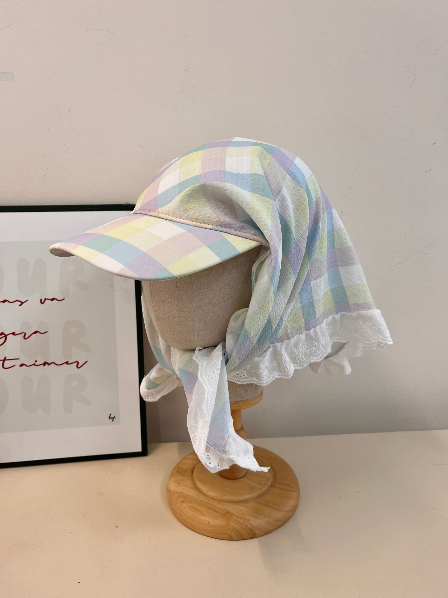 

Допамин ретро клетчатый платок на ремне кепка детская летняя солнцезащитная кепка универсальная вышитая буква солнцезащитный кепка прилив M（56-58cm）