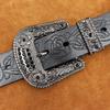 Men's Retro Genuine Leather Embossed Belt with Copper Pin Buckle for Business Casual or Jeans