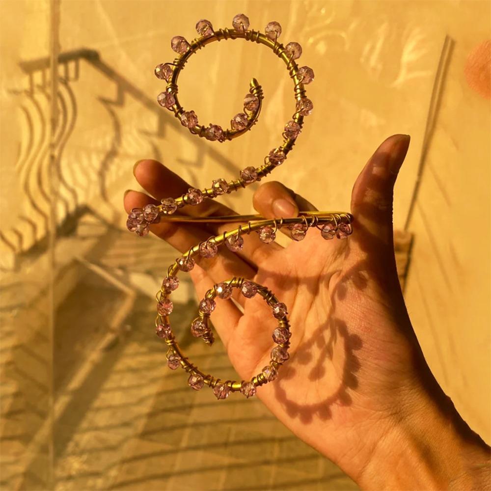 Adjustable Wire Wrapped Bracelet Rhinestone Spiral Arm Jewelry New Adjustable Armlet Women