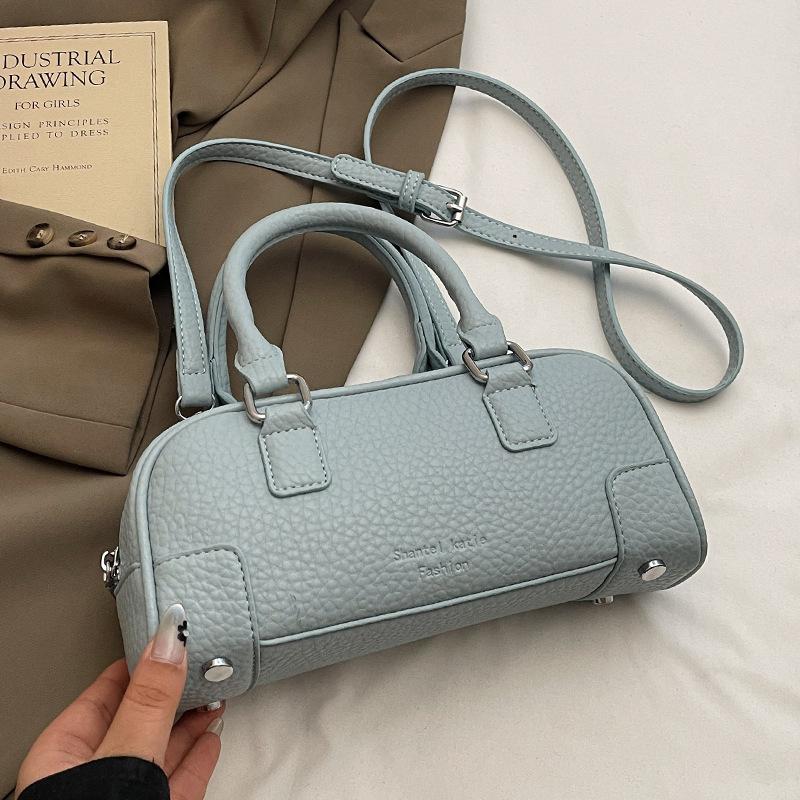 

Популярная оптовая высококачественная портативная сумка-бостон с узором личи, женственная, универсальная, для поездок, в зарубежном стиле, однотонная сумка-мессенджер