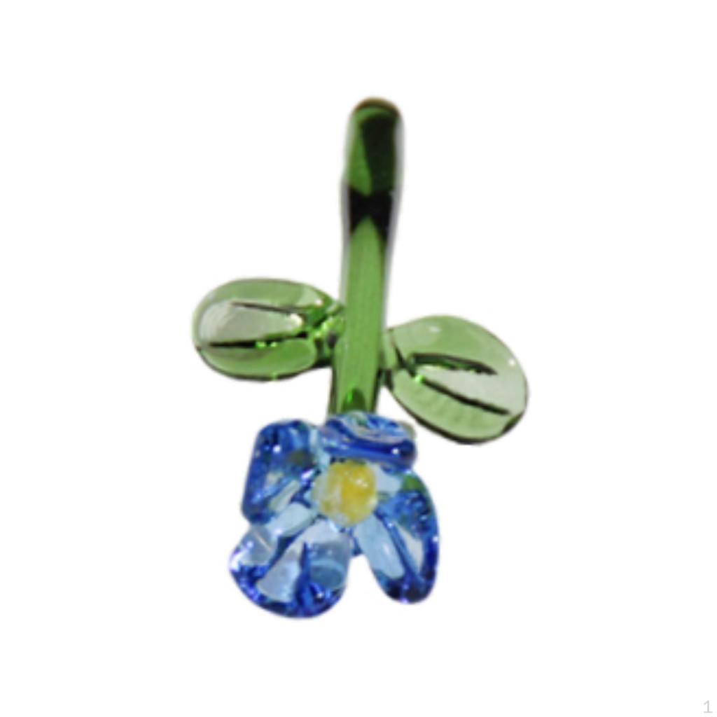 Mini Glass Flower Artificial Craft Faux Branch Small Gifts Floral Figurine for Indoor Party