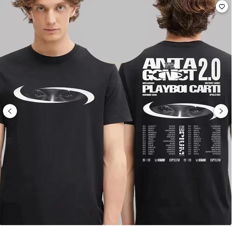 Antagonist 2.0 Playboi Carti US Tour 2025 Poster T-Shirt. S