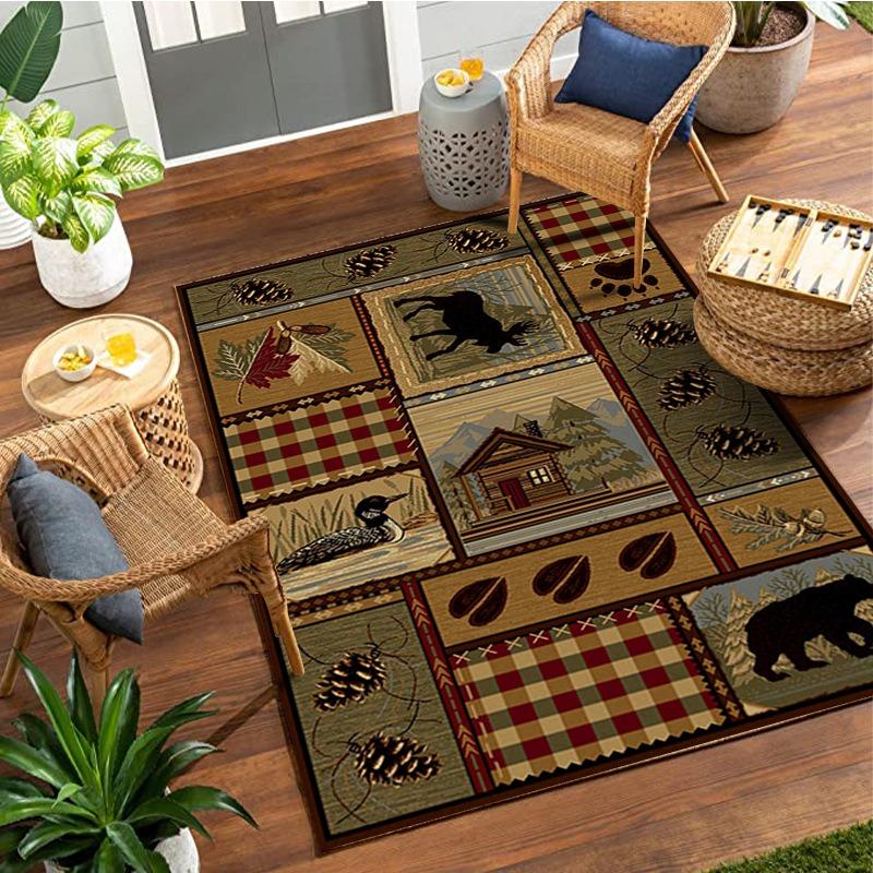 Vintage American Country Carpet for Home Bedroom Floor Decor Large Size Mat Non-slip Coffee Table Area Soft Rug Bathroom Doormat